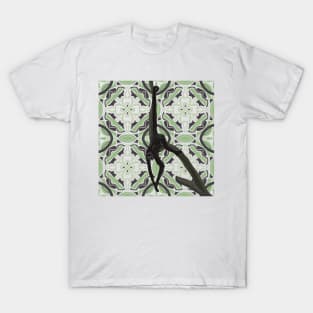 Exotic Spider Monkey on Tile Pattern T-Shirt